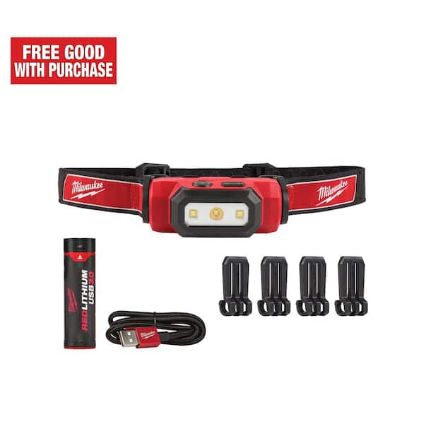 Milwaukee 475-Lumens LED HEADLAMP USB-RECHARGEABLE HIGH DEFINITION Hard Hat Clip 