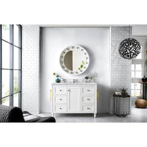 Copper Cove Encore 48 in. W x 23.5 in.D x 36.2 in. H Single Vanity in Bright White with Marble  Top in Carrara White