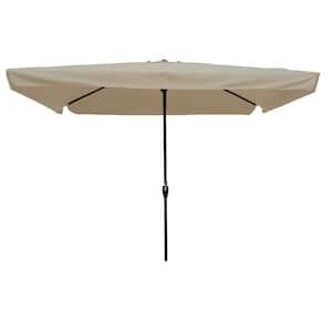 SERGA 10 ft. x 6.5 ft. Market Patio Umbrella with Push Button Tilt And Crank Tan