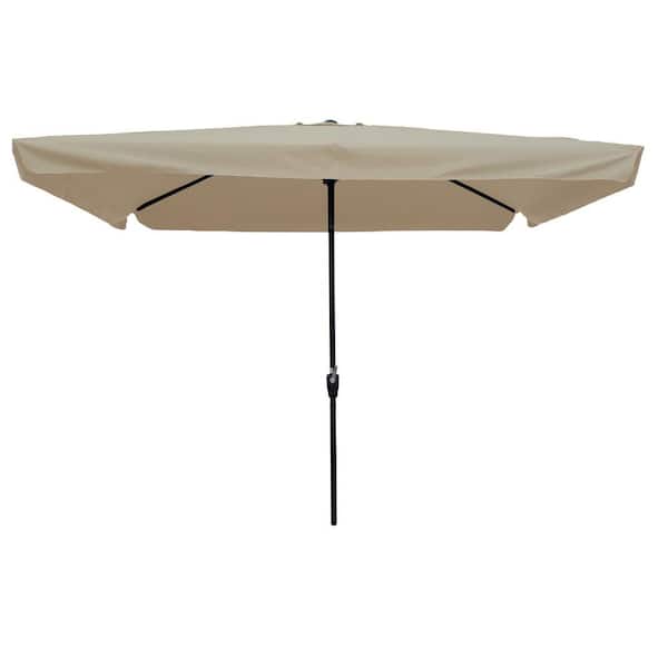 Unbranded SERGA 10 ft. x 6.5 ft. Market Patio Umbrella with Push Button Tilt And Crank Tan