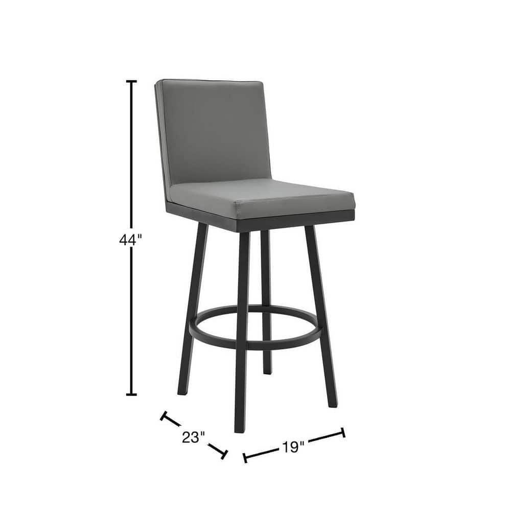 Rochester Geometric Swivel Counter Stool in Black Metal & Gray Leather