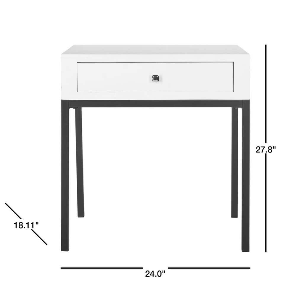 White Rectangular Wood Accent Table with Storage Drawer