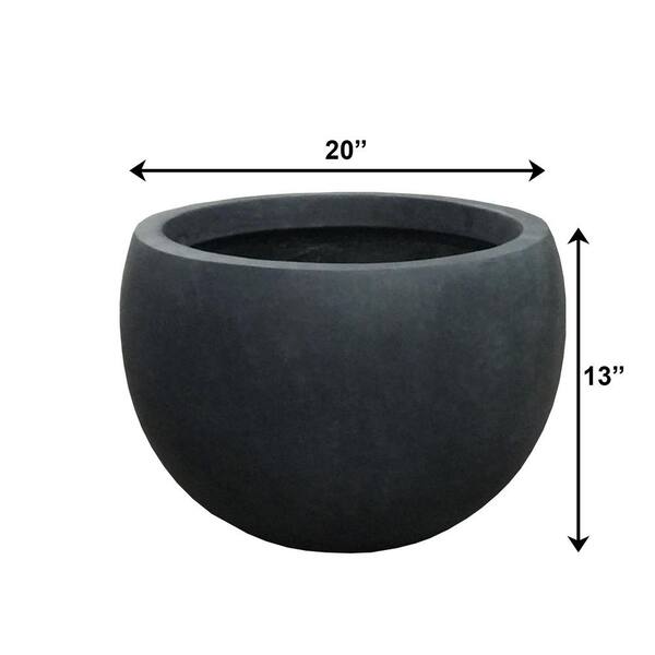 KANTE 20 in. W Round Charcoal Concrete/Fiberglass Indoor Outdoor