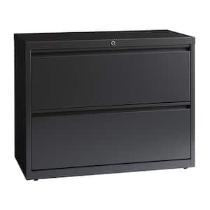 36 in. W 2-Drawer Charcoal Metal Lateral File Cabinet for Home and Office, Holds Letter, Legal and A4 Hanging Folders