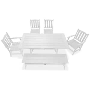 Tuscany White 6-Piece Plastic Rectangle Outdoor Dining Set
