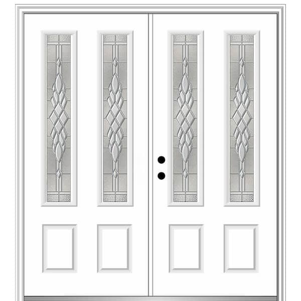 MMI Door 72 in. x 80 in. Grace Right-Hand Inswing 2-Lite Decorative Primed Fiberglass Smooth Prehung Front Door, 6-9/16 in. Frame