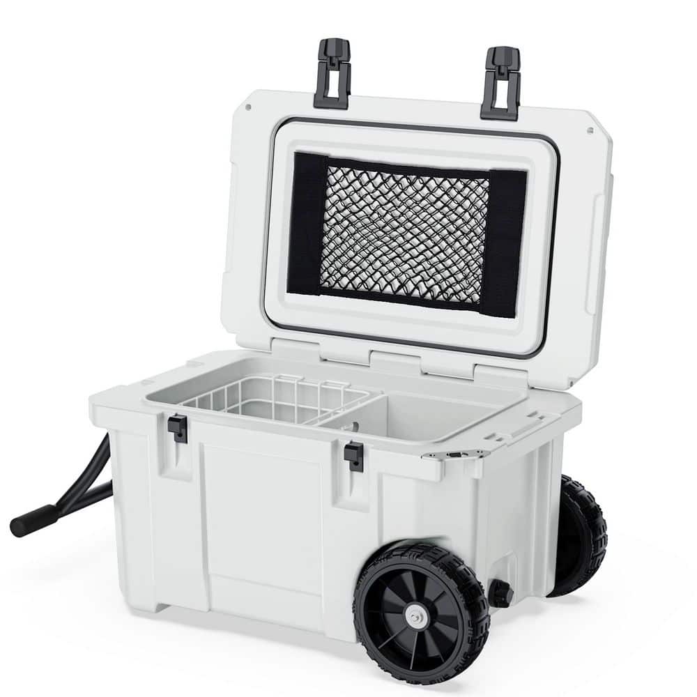 Gilati White 55 qt. Portable Chest Cooler, Leak-Proof Outdoor