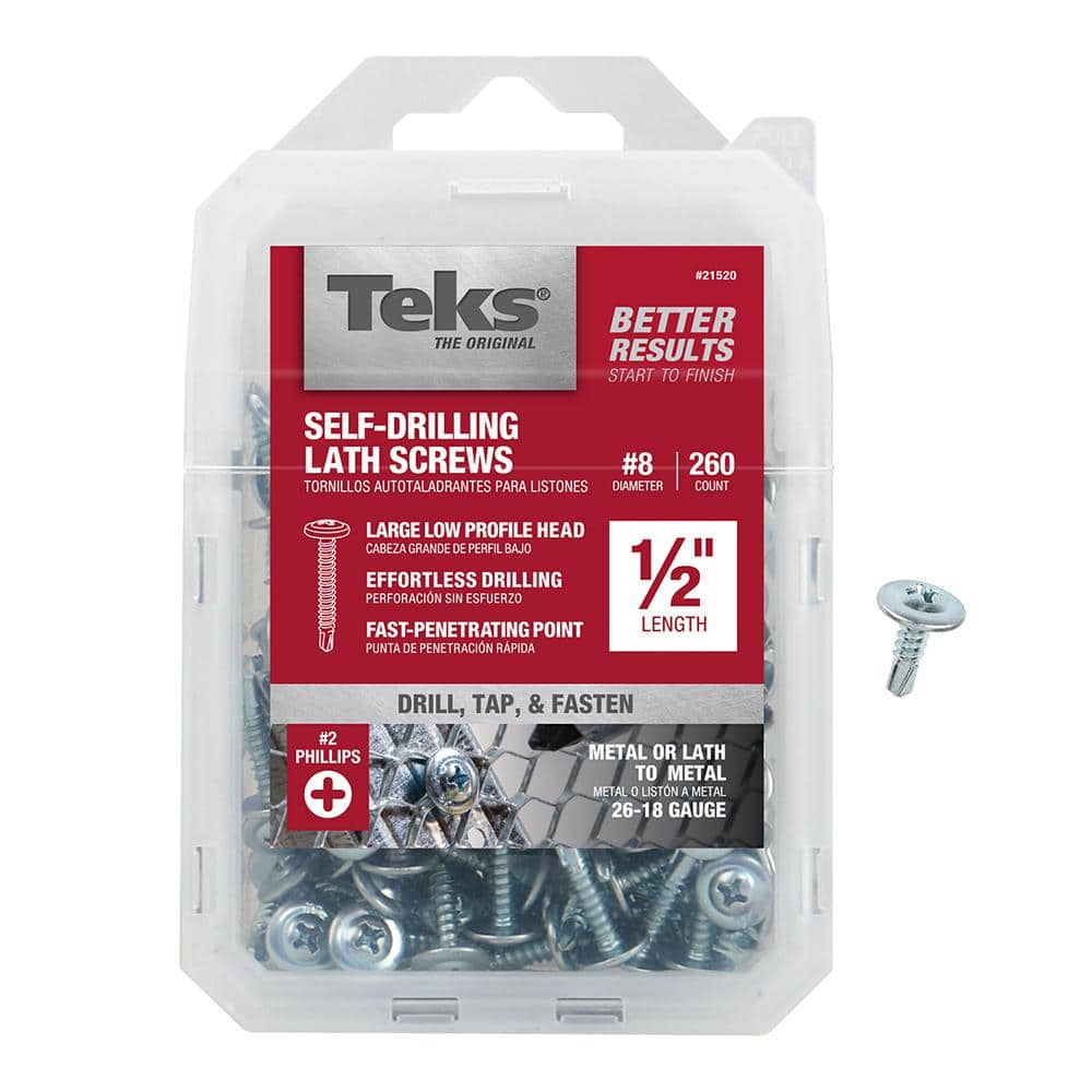 Teks 8 X 1 2 In Zinc Plated Steel Phillips Truss Head Drill Point Lath Screws 260 Pack 215 The Home Depot