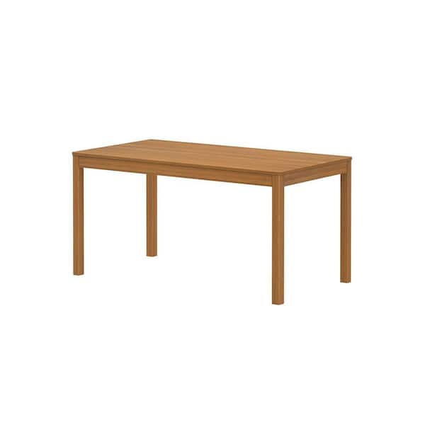 Solid wood rectangle dining table on a white background.