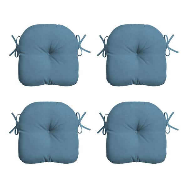 ARDEN 14.5 in. x 15 in. French Blue Texture Rectangle Outdoor Seat Cushion (4-Pack)