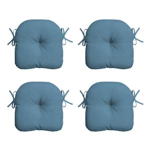 14.5 in. x 15 in. French Blue Texture Rectangle Outdoor Seat Cushion (4-Pack)