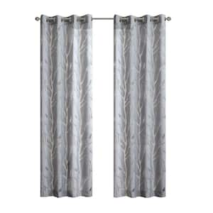 Vina Grey Rayon/Polyester 50 in. W x 63 in. L Light Filtering Curtain (Single Panel)