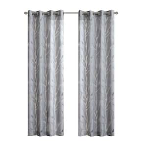Vina Grey Rayon/Polyester 50 in. W x 84 in. L Light Filtering Curtain (Single Panel)