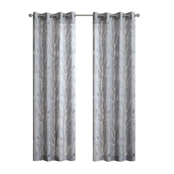 Madison Park Vina Grey Rayon/Polyester 50 in. W x 84 in. L Light Filtering Curtain (Single Panel)