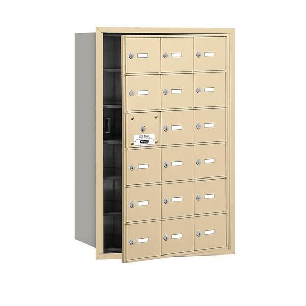 Salsbury Industries 3600 Series Sandstone Private Front Loading 4B Plus Horizontal Mailbox with 18A Doors (17 Usable)