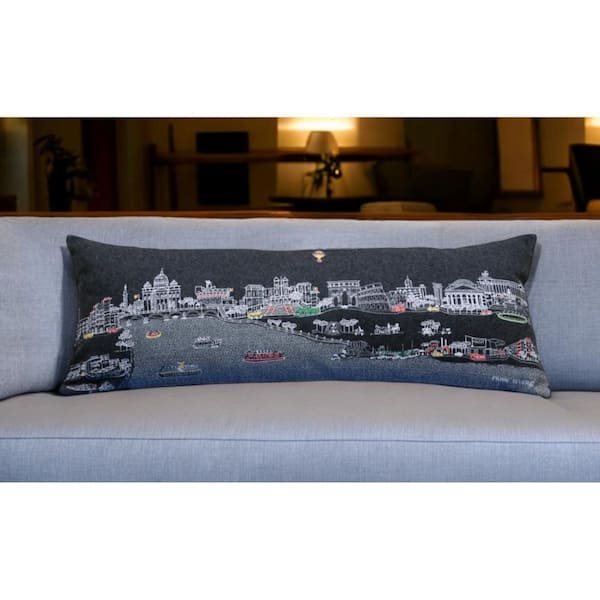 HomeRoots Black, Gray, White Solid Polyester 14 in. x 35 in. Throw Pillow