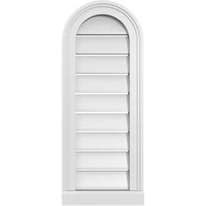 12 in. x 30 in. Round Top White PVC Paintable Gable Louver Vent Functional