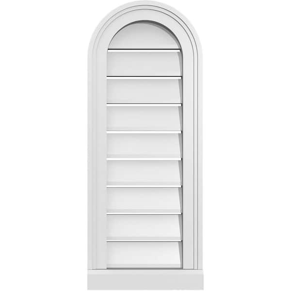 Ekena Millwork 12 in. x 30 in. Round Top White PVC Paintable Gable Louver Vent Functional