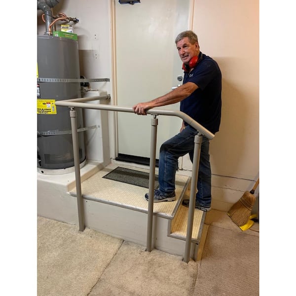 EZ Handrail White Aluminum Stair Slope Hand Rail Elbow
