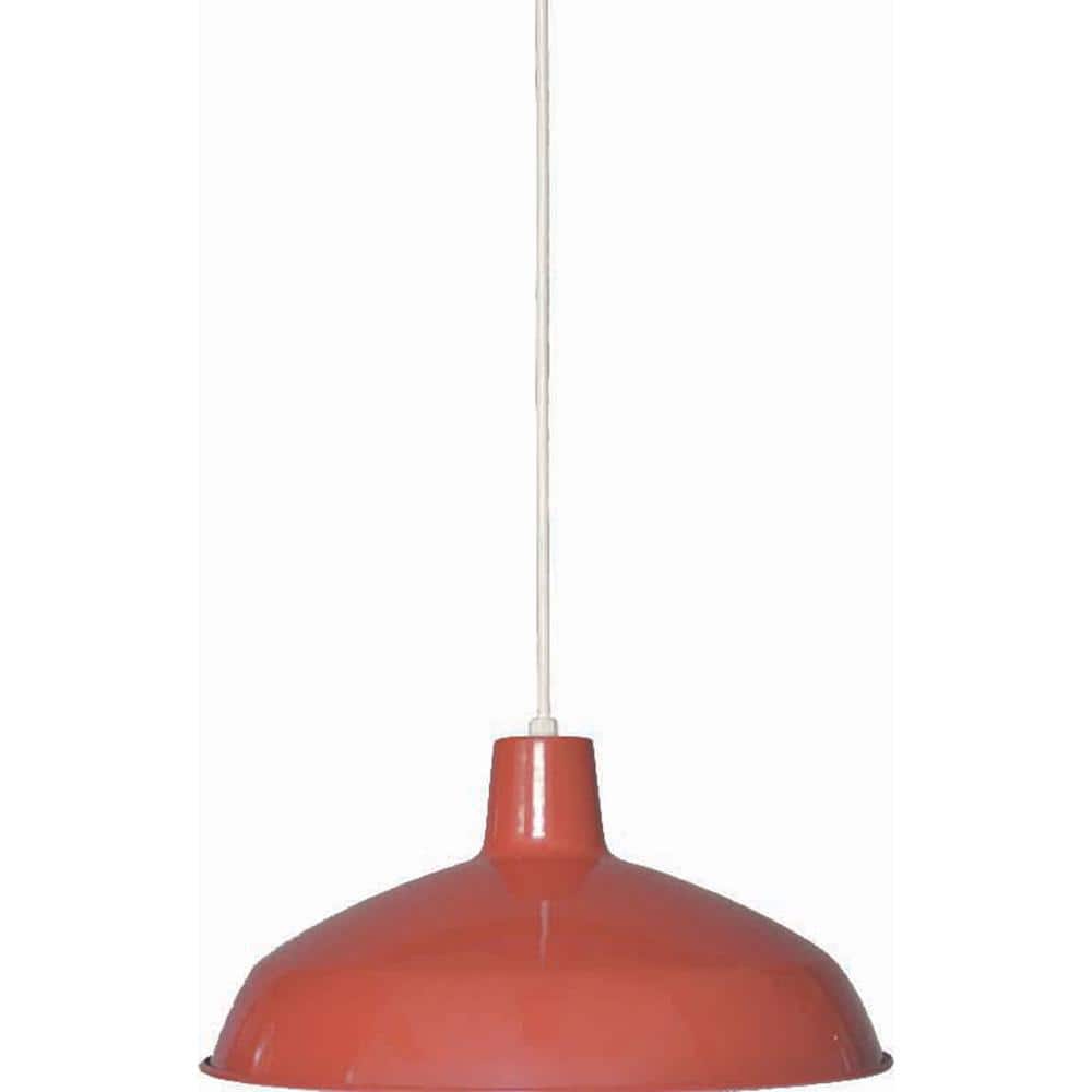 Red Metal Dome Pendant Light with Adjustable Height