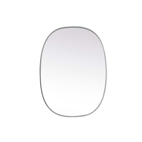 Unbranded Simply Living 27 in. W x 36 in. H Oval Metal Framed Silver Mirror