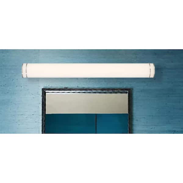 Vantage 48 in. 1-Light Brushed Nickel CCT LED Vanity Light Bar with White Acrylic Shade