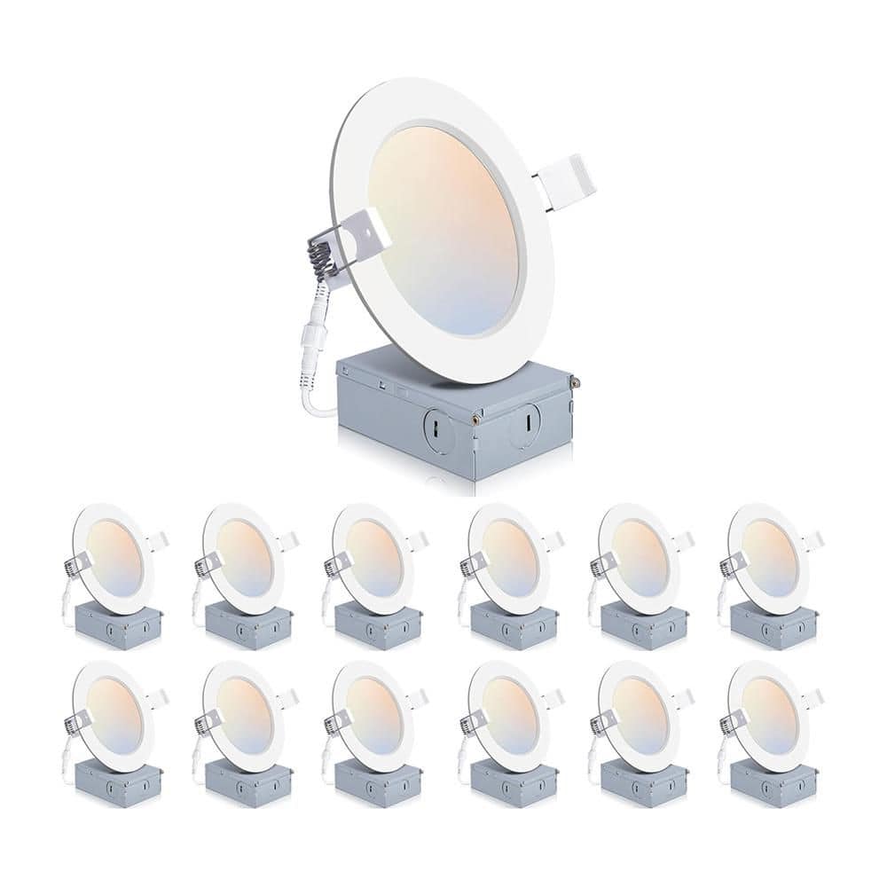 LED Recessed Ceiling Light Ultra-Thin with Junction Box Dimmable 5CCT 2700K-6000K 9-Watt 850 Lumens 12-Pack price history on PriceWatchPro