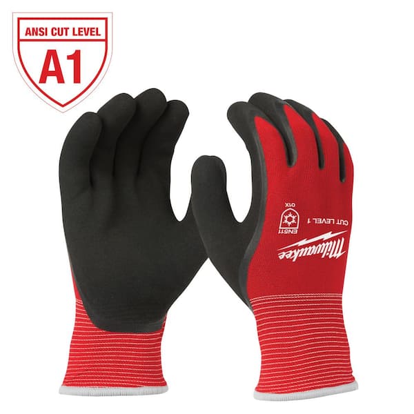 Milwaukee Small Red Latex Level 1 Cut Resistant Insulated Winter Dipped Work Gloves