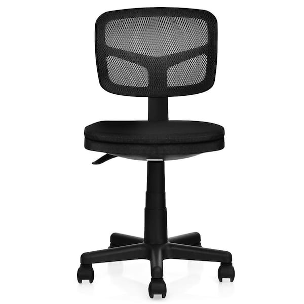 Costway Office Black Plastic Chair Adjustable Armless