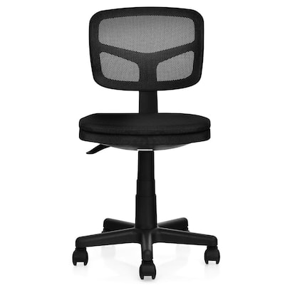 Office Black Plastic Chair Adjustable Armless