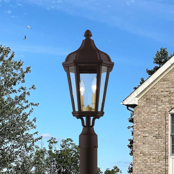 AVIANCE LIGHTING Harlington 2-Light Bronze Cast Aluminum Hardwired Outdoor Waterproof Post Light