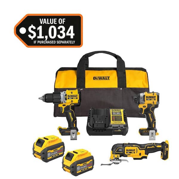 20V MAX Lithium-Ion Cordless 3-Tool Combo Kit with (2) FLEXVOLT 6.0 Ah Batteries and Charger