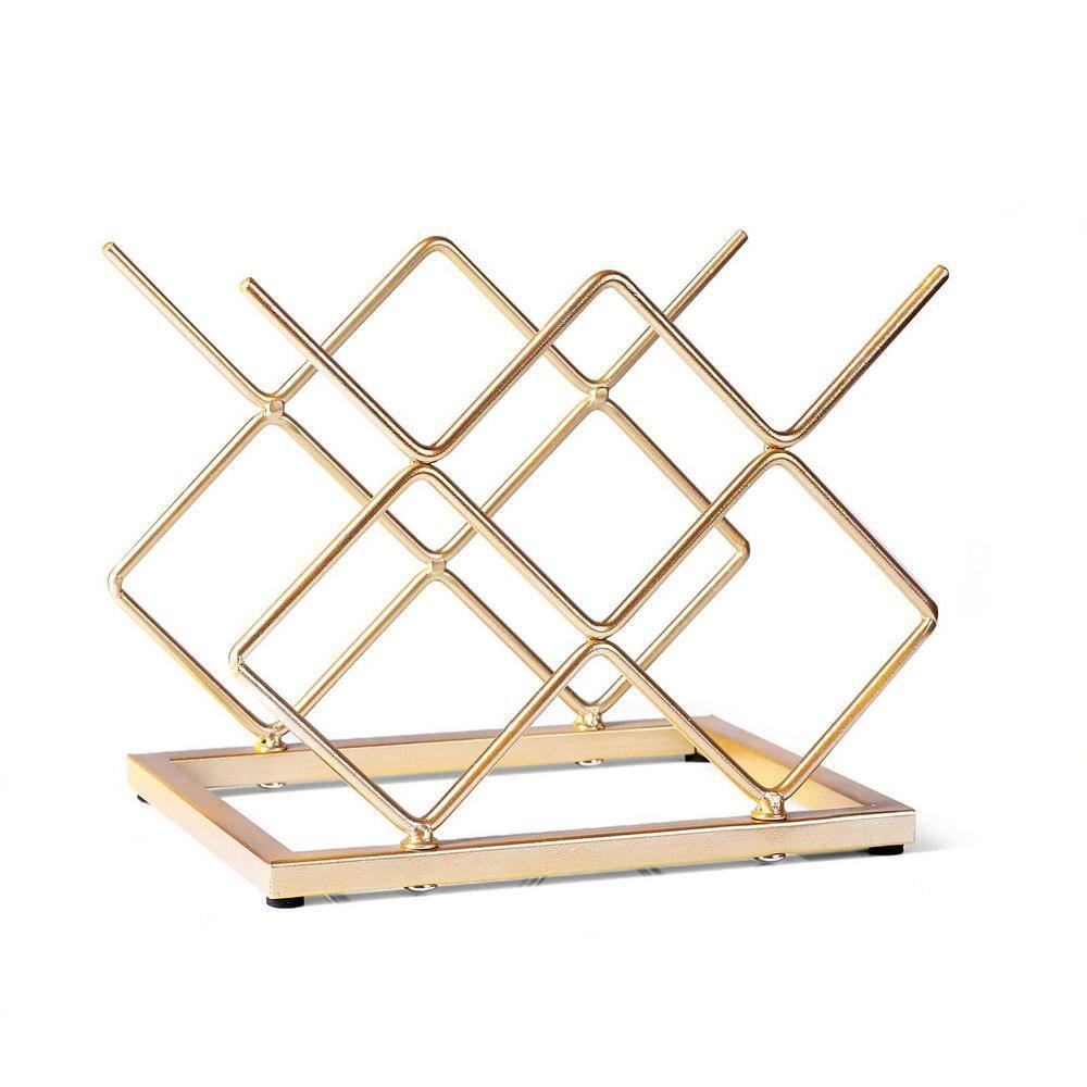 Angel Sar 5-Bottle Freestanding Gold Metal Small Countertop Wine Rack ...