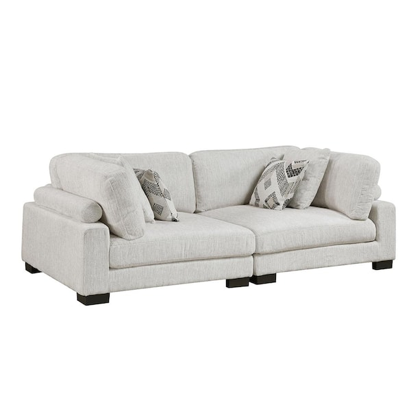 Beane 90 in. W Beige Textured Microfiber 2-Seater Loveseat