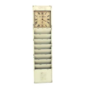 Mariana Abstract White Vintage Newspaper and Magazine Rack With Clock