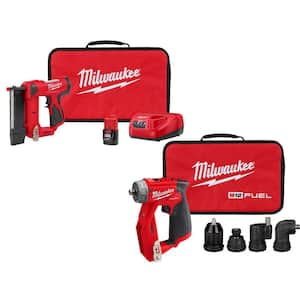 M12 12-Volt 23-Gauge Lithium-Ion Cordless Pin Nailer Kit with M12 FUEL Cordless 4-in-1 Installation 3/8 in. Drill Driver