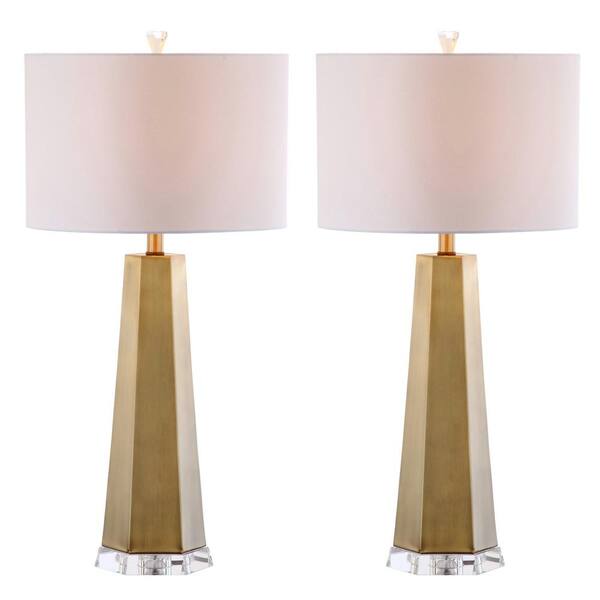 SAFAVIEH Auster 31 in. Brass Gold Statue Table Lamp with White