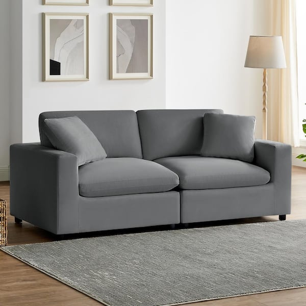 Casella 80 in. Square Arm Charcoal Polyester Performance Fabric