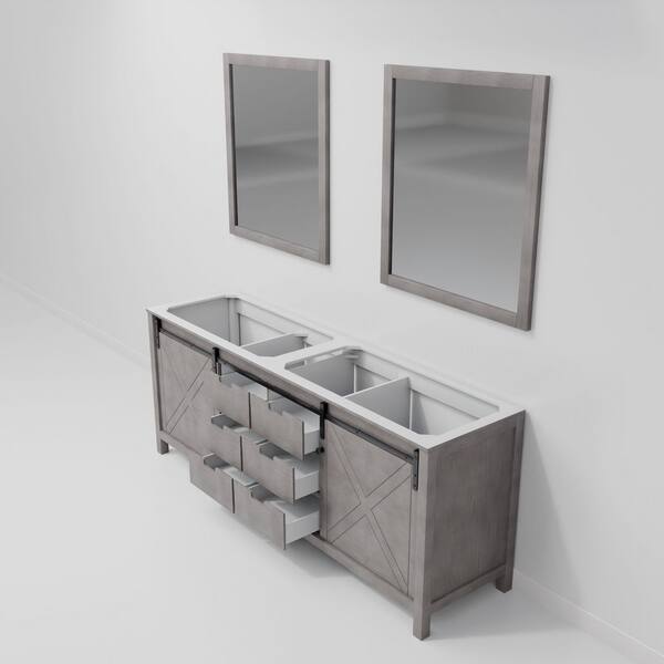 Lexora Marsyas 84 in W x 22 in D Ash Grey Double Bath Vanity
