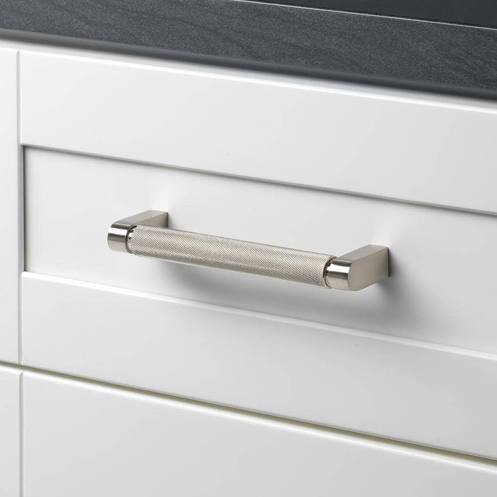 6.25-inch Brushed Nickel Knurled Bar Pull with Mounting Hardware