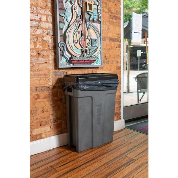 Toter 16 Gal. Slimline Rectangular Trash Can Dark Gray Granite