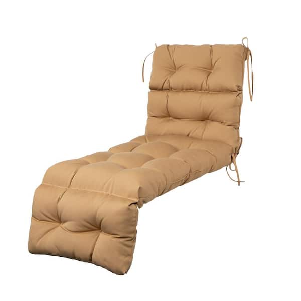 BLISSWALK Outdoor Chaise Lounge Cushions 71x24x4" Wicker Tufted Cushion for Patio Furniture in Light Brown