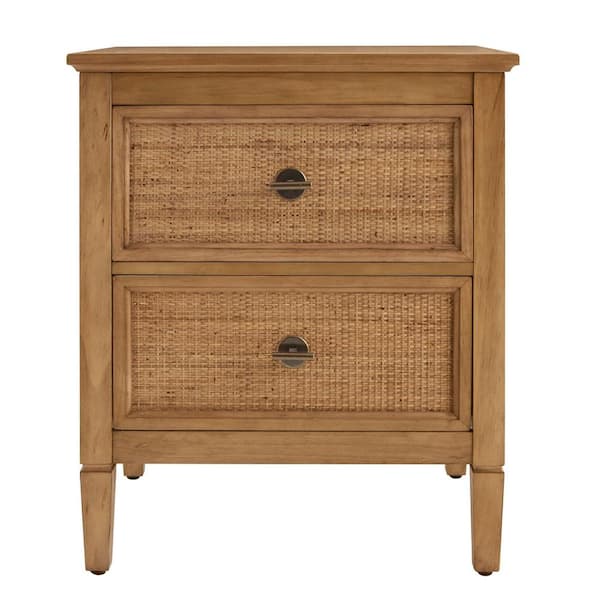 Home Decorators Collection - Marsden Patina Wood Finish 2-Drawer Cane Nightstand