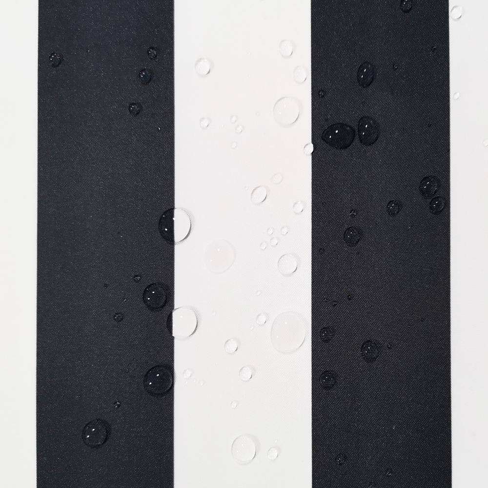 Black Striped Polyester Light-Filtering Grommet Outdoor Curtains