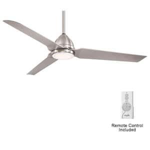 Java 54 in. Integrated LED Indoor/Outdoor Brushed Nickel Wet Ceiling Fan with Light and Remote Control