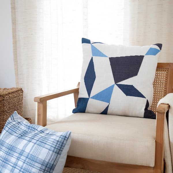 Indigo And Ivory Geometric Throw Pillow Indigo And Ivory Geometric Throw Pillow