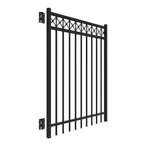 Highland 4 ft. W x 54 ft. H Black Decorative Straight Flat Top Metal Fence Gate