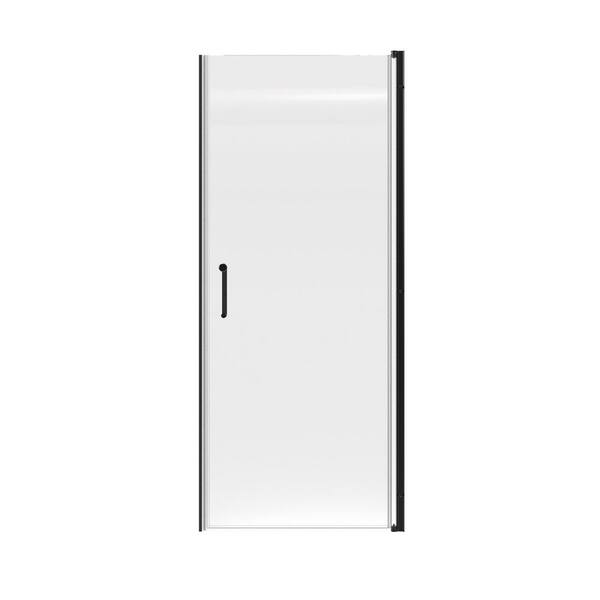 34 in. W x 72 in. H Pivot Frameless Shower Door in Matte Black with Clear Glass