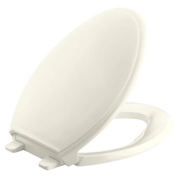 KOHLER Glenbury Quiet-Close Elongated Toilet Seat with Grip-Tight Bumpers in Biscuit