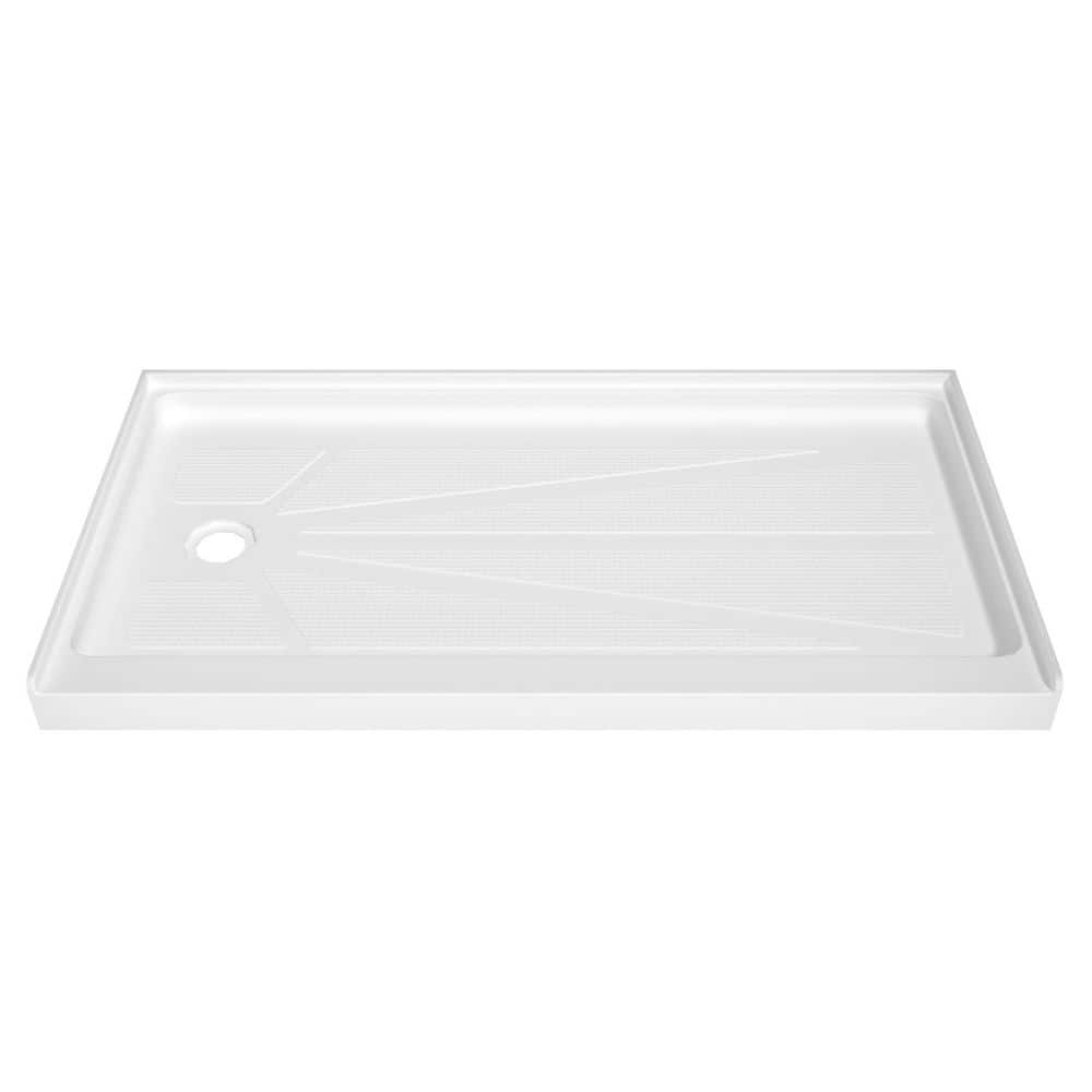 60 in. L x 32 in. W Single Threshold Alcove Shower Pan Base with Left Drain in White, cUPC Certified, Slip-Resistant price history on PriceWatchPro